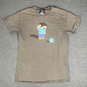 ThinkGeek Minecraft Steve Sphere Graphic T-Shirt Brown Small
